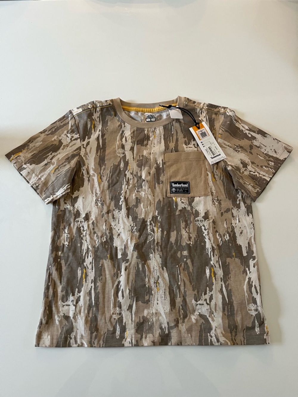 Timberland Boys Beige Camo Short Sleeve Pocket Tee